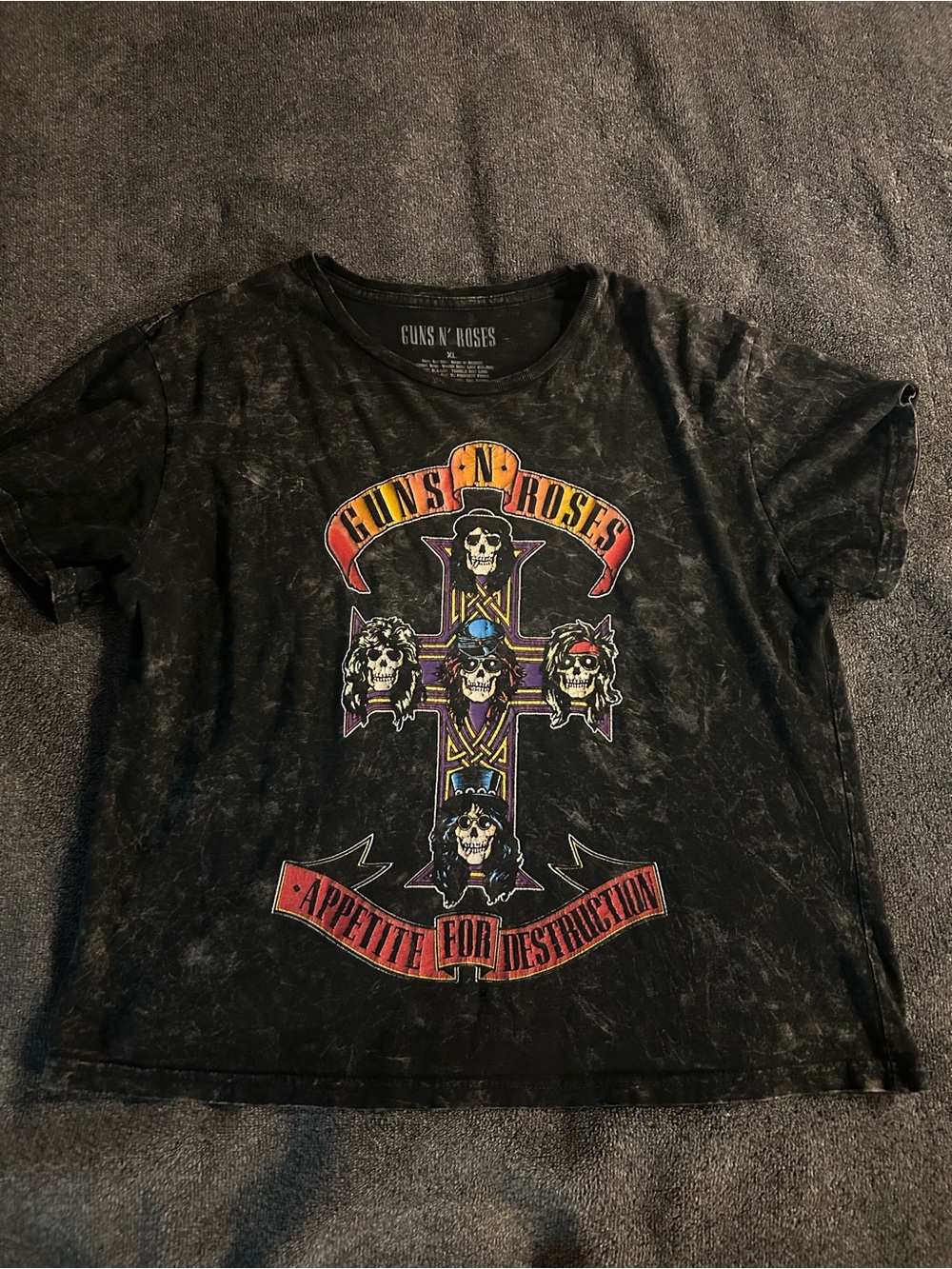 Acid wash Graphic Cropped Tee - Appetite for Destruction